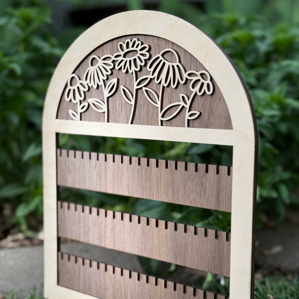 Wood Earring Display Stand – Walnut & Maple - Picture 2 of 4